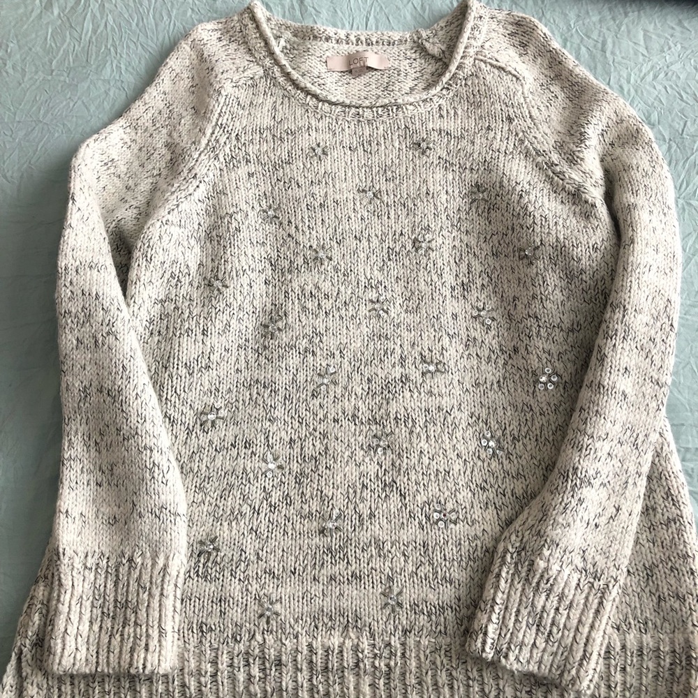 Grey Beaded Sweater